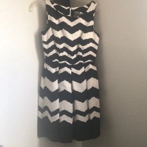 Black white striped work dress
